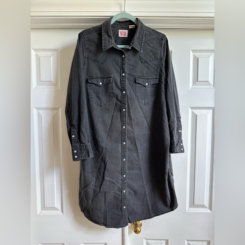 Levi’s Black Denim Western Shirt Dress 1X